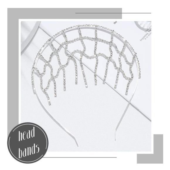 Earent Wedding Tassel Rhinestone Headband Silver Crystal Hair Hoop Bridal Hair main image 2